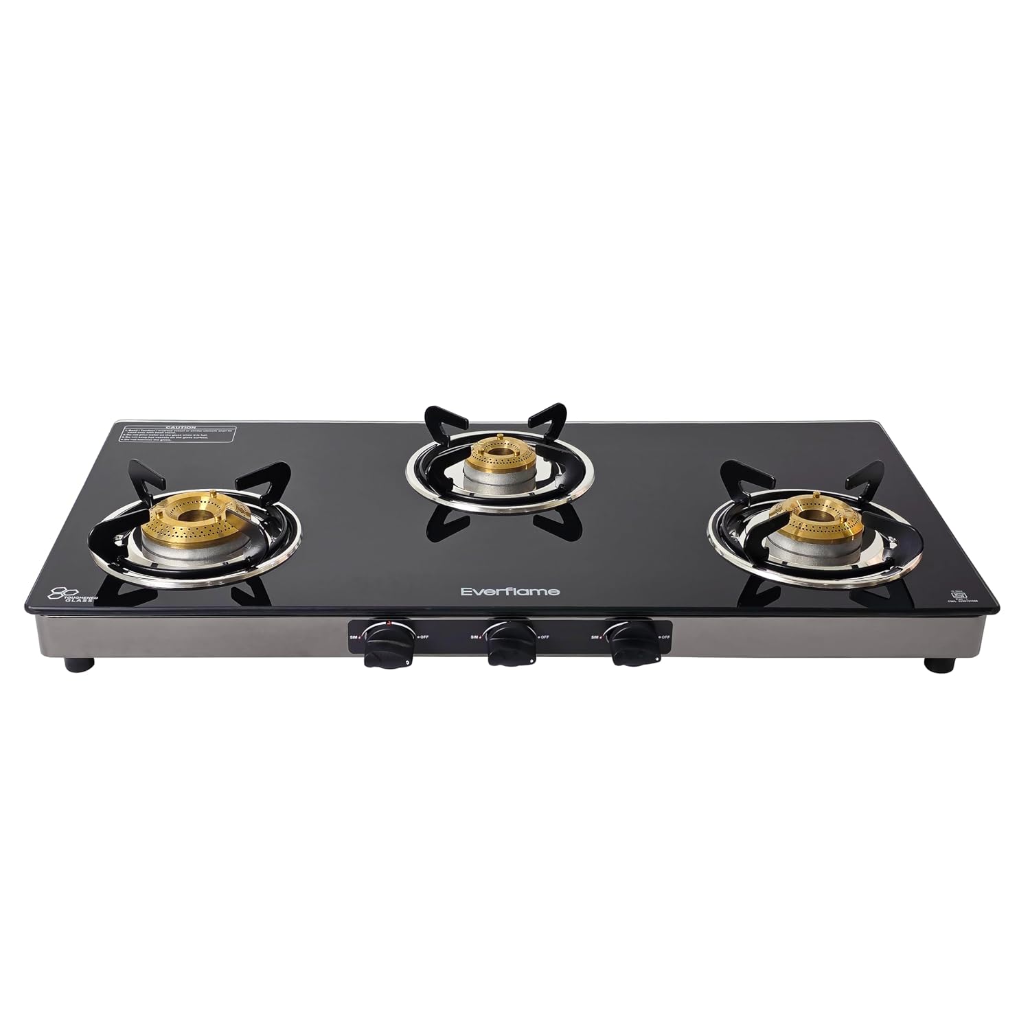Everflame Aurum 3 Burner Gas Stove | ISI Certified | Manual Ignition LPG Gas Stove | 5G Brass Burner | 5 Years Warranty on (Glass & Burners) + 2 Years Comprehensive Warranty + Doorstep Service - Image 3